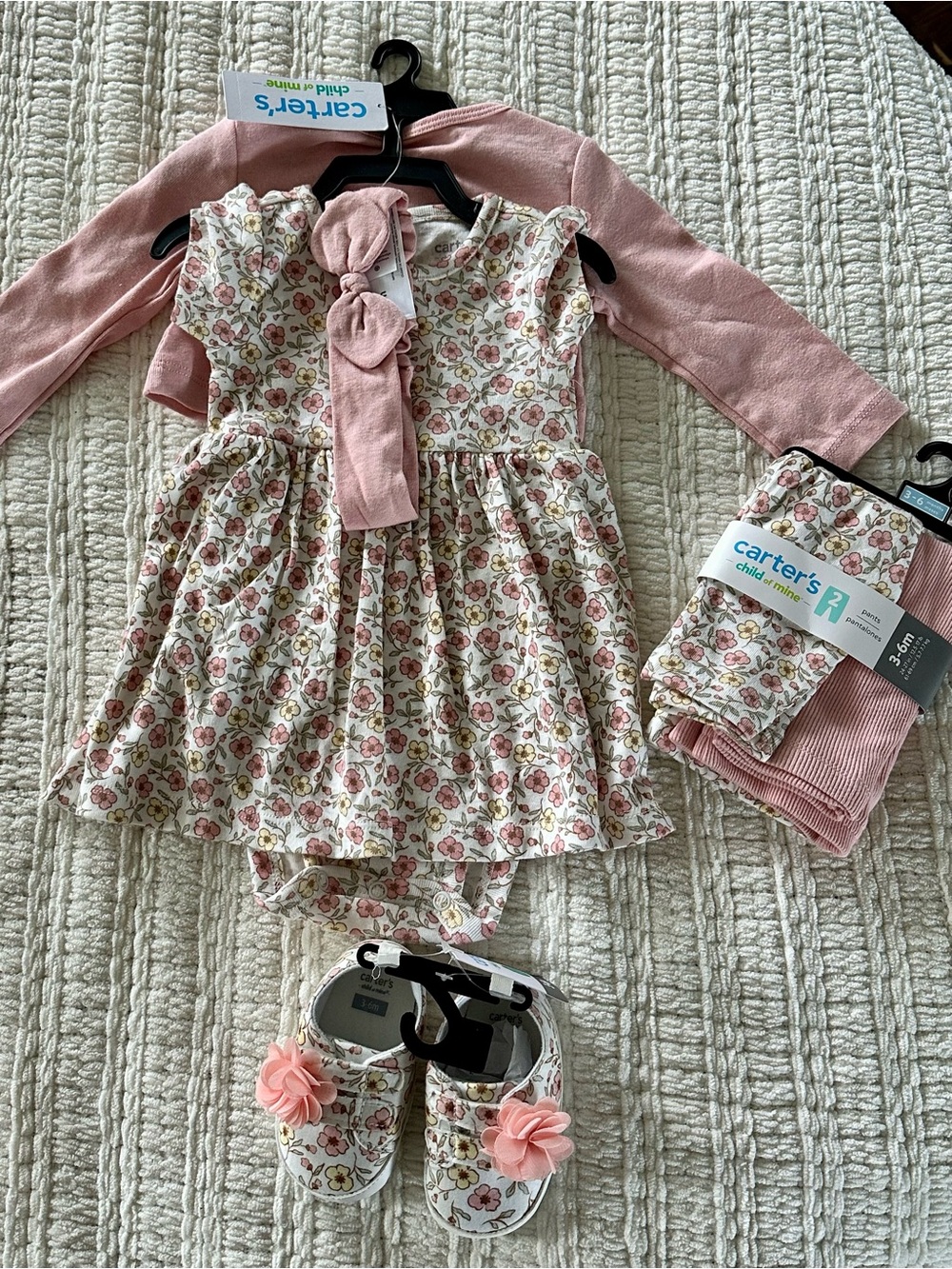 Carter's Baby Floral & Pink Ribbed Pants - Pink, Cream, Yellow